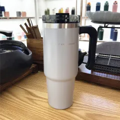 Portable Stainless Steel Water Cup Handle Large Capacity Sports - 890Ml Light Grey - View 1