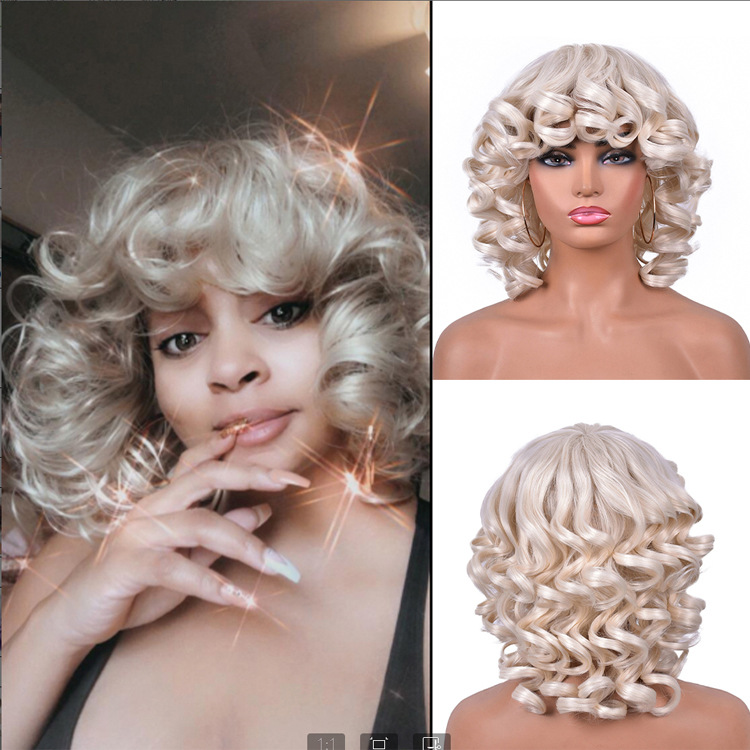Fashion Chemical Fiber Mixed Color Highlight Women's Short Curly Wig Yn488 - Shop at LoveMi