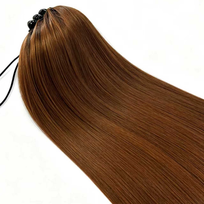Straight Ponytail Extension Drawstring Ombre Brown LongClip-in Hairpiece For... 5