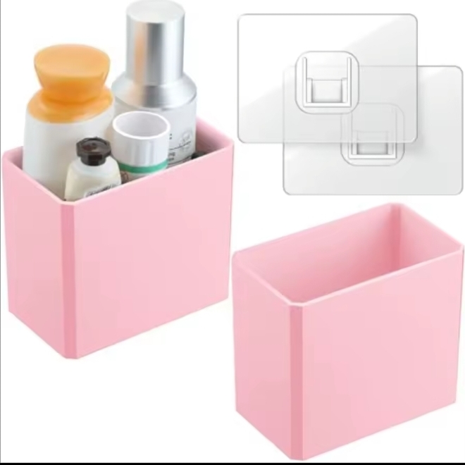 Punch-Free Wall Mounted Bathroom Organizer  Drainable Storage Box thumbnail 3