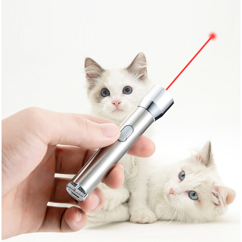 Direct Charging Stainless Steel White Light Purple Light Red Laser Laser Torch Funny Cat Light Pet Toy