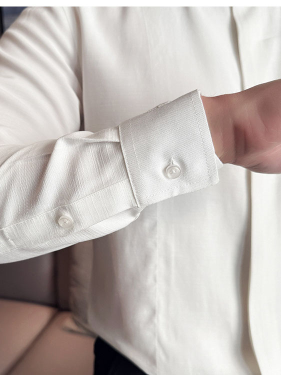 Men's Solid Color Stand Collar Long-sleeved Shirt