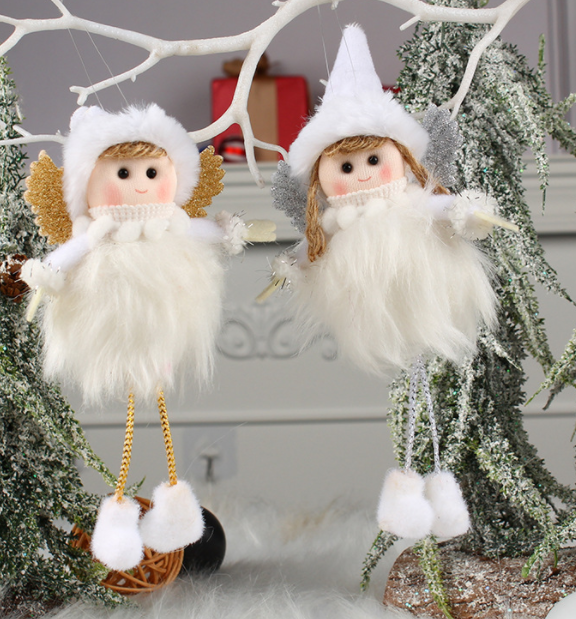 Plush Feather Angel Doll Christmas Tree Pendant
