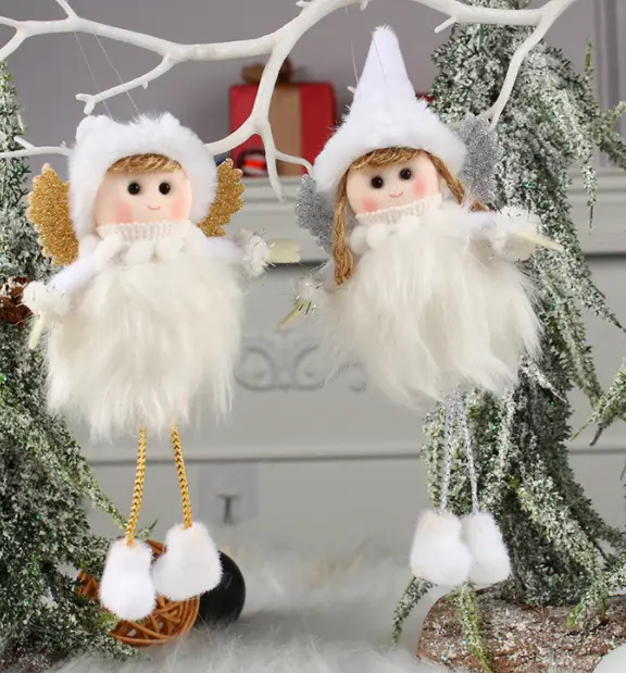 Plush Feather Angel Doll Christmas Tree Pendant