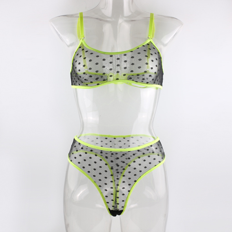 Title 23, Dot Mesh Fluorescent Green Sling Underwear Two-...