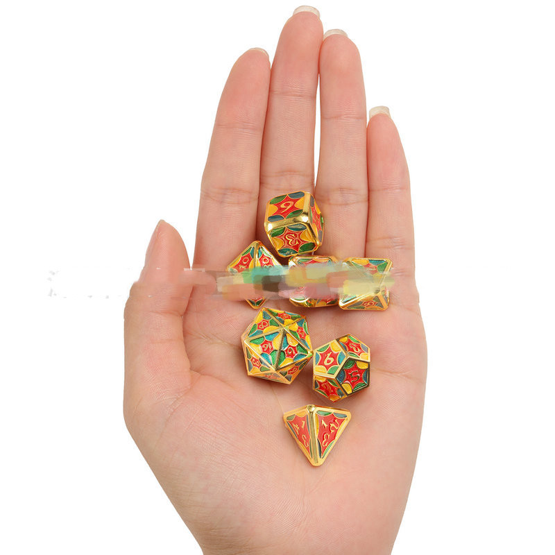 7pcs Set Of Metal Multi-sided Dice Enamel Plating (Phnom