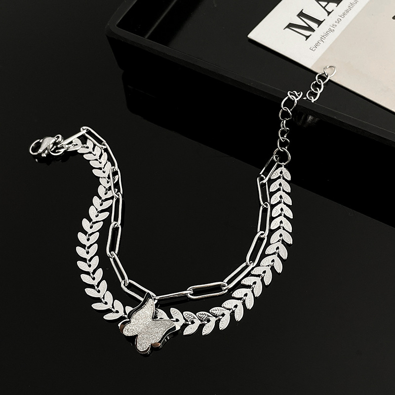 Butterfly Bracelet Female Ins Wind Small Titanium Steel Double Layer