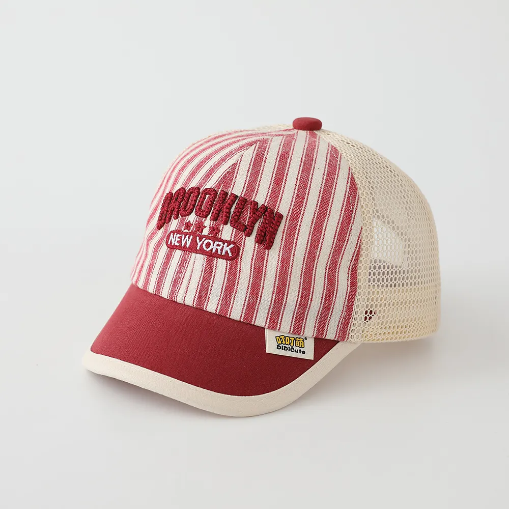 Summer Baby Vertical-striped Mesh Patchwork Embroidered