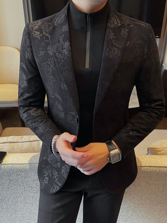 Men's Slim Fit Floral Print Casual Balzers