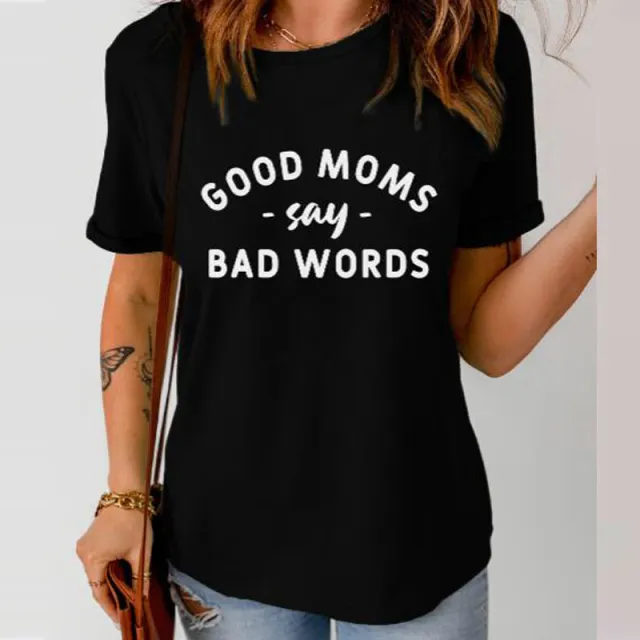 European And American Good Mother Speaking Ill Graphic T shirt Black - Shop at LoveMi