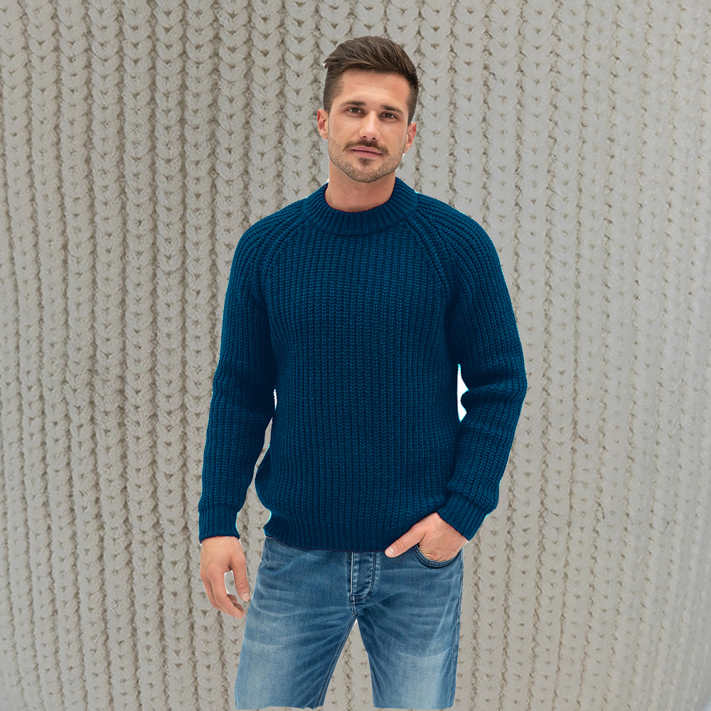 Vintage Stick Needle Hand-knitted Solid Color Sweater