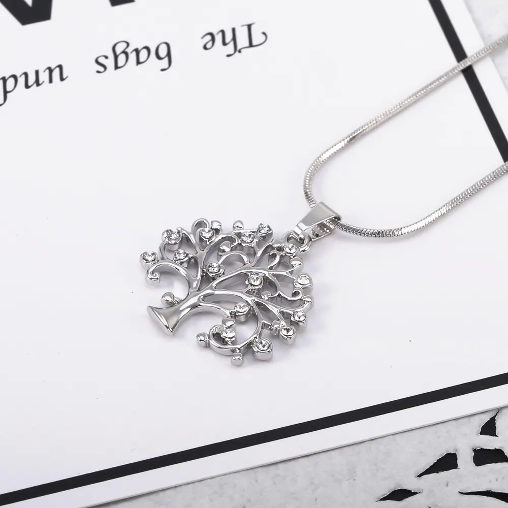 Big Tree of Life Pendant Necklaces Drilling CZ Zircon