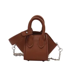 Mini Solid Color Handbag Small Bag Chain Fashion - Brown - View 1