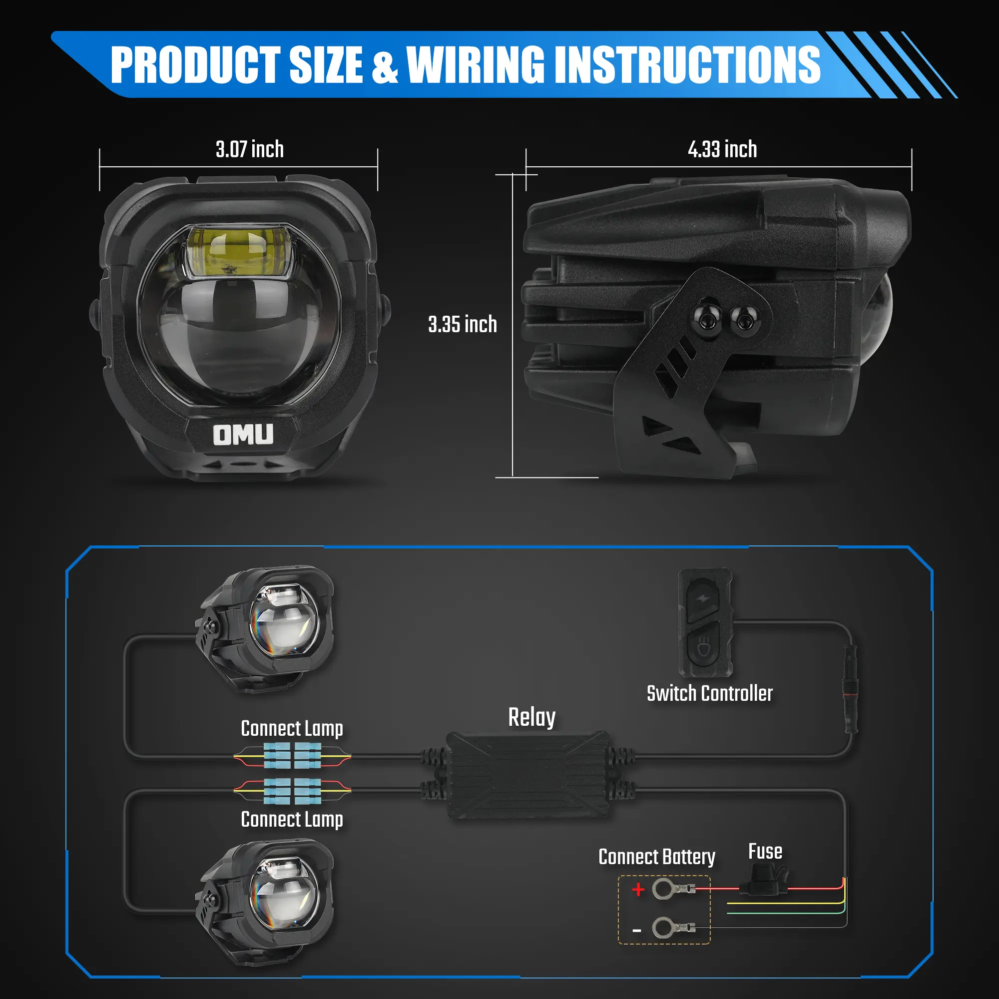 A-Pillar Spotlight Compatible With Trucks Ford Etc ATV Motorcycle