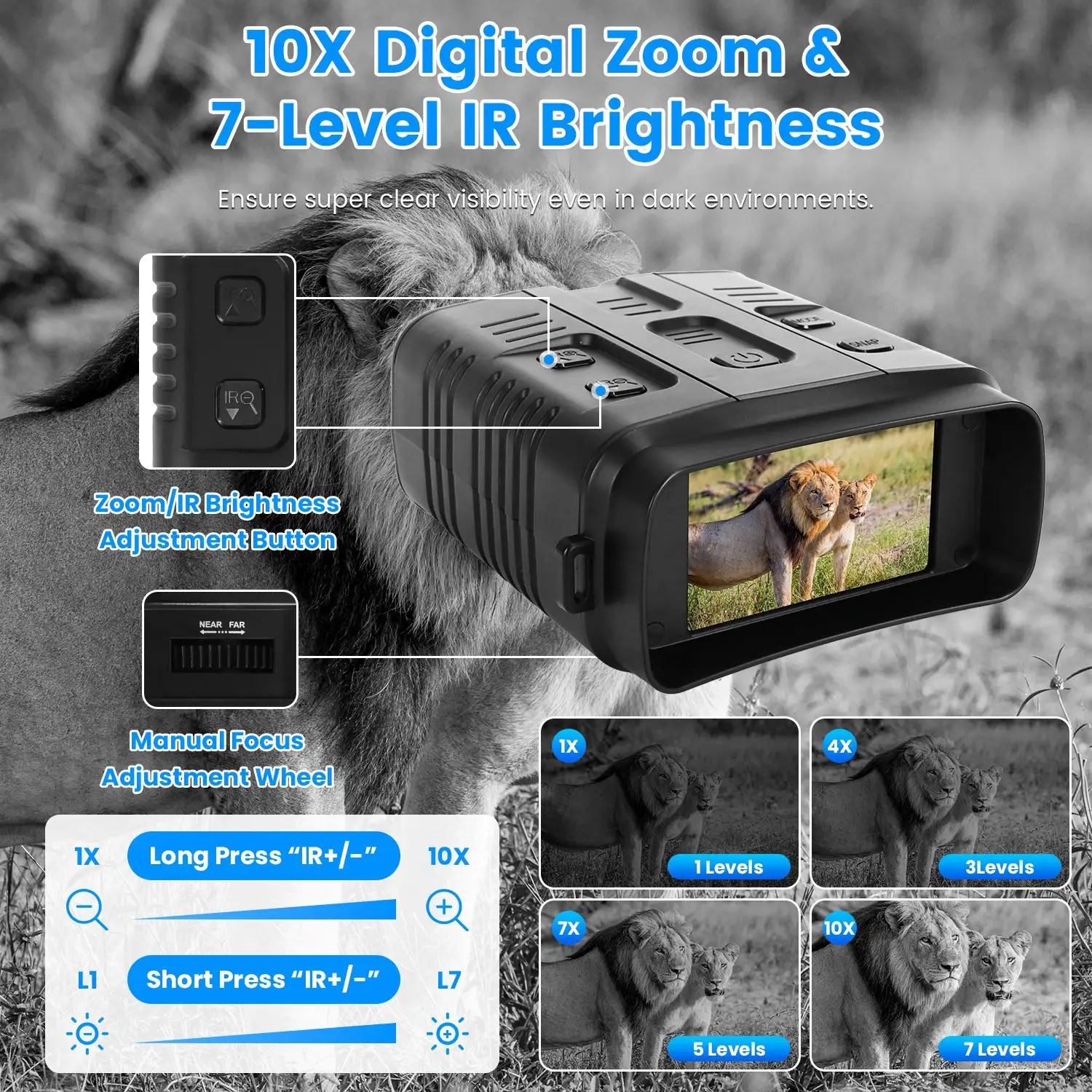 Night Vision Goggles 4K Full-Color Binoculars 10X