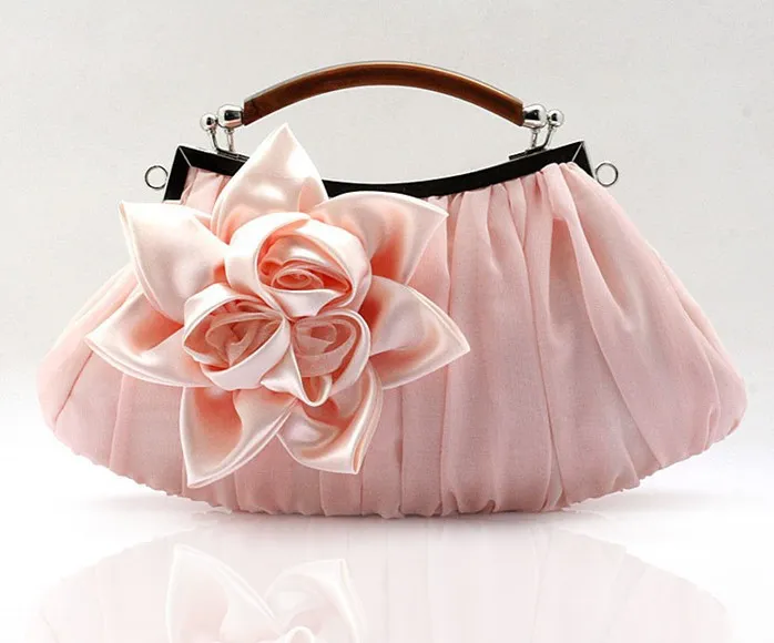 Direct Selling Fashion Sweet Satin Flower Banquet Bag Clutch Handbag Handbag Lady Bag - Champagne