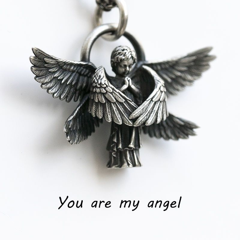 Title 6, Sterling Silver Six-wing Angel Pendant Necklace