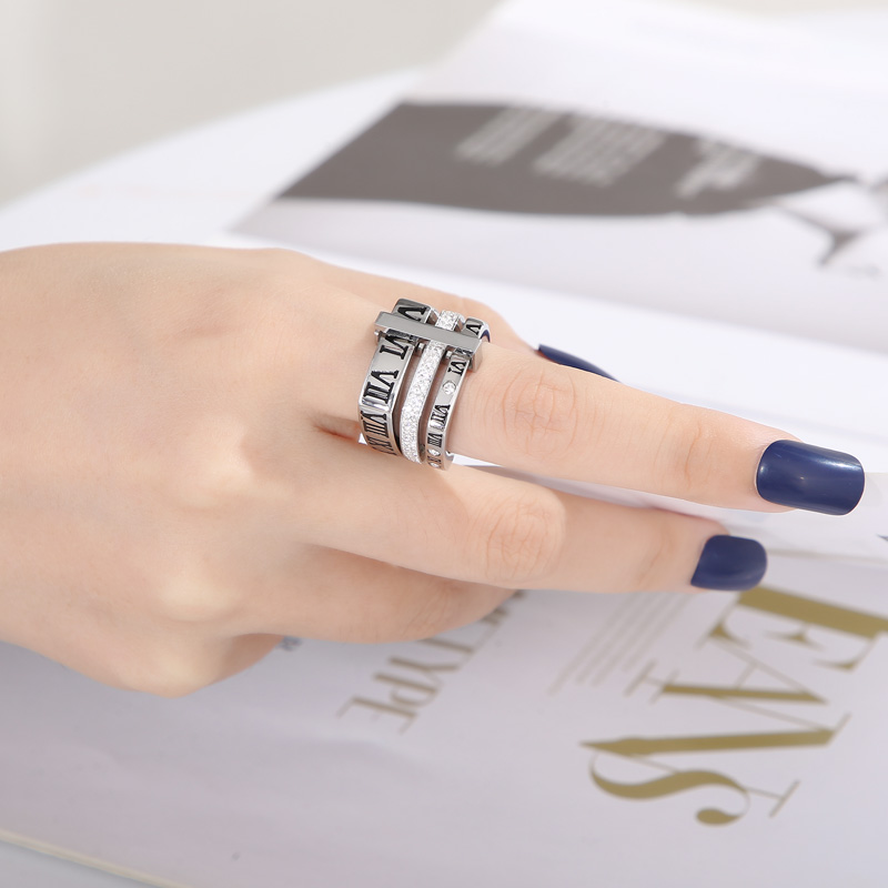 Title 3, Fashion Roman Numeral Stainless Steel Ring