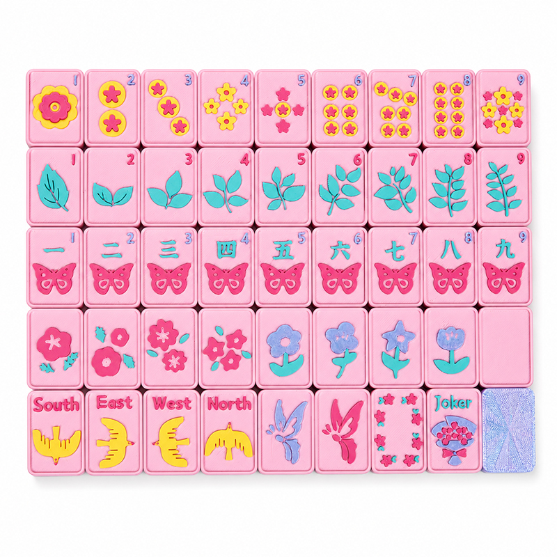 160-Tile American Mahjong Set,Floral Butterfly Mahjong Tiles With Raised 3D Details, 4 Dice & Rules Guide, Complete Mahjong Game Set