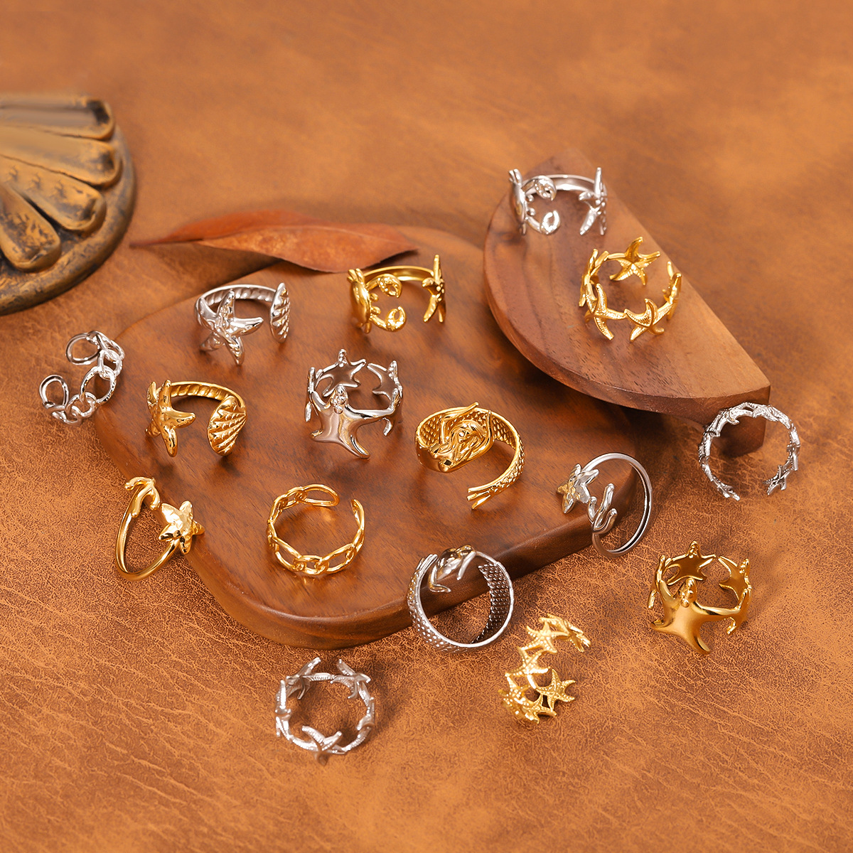 INS Style Ocean Inspired Ring For Women, Personality Vacation Style, Fashion Seahorse Stainless Steel Ring Jewelry