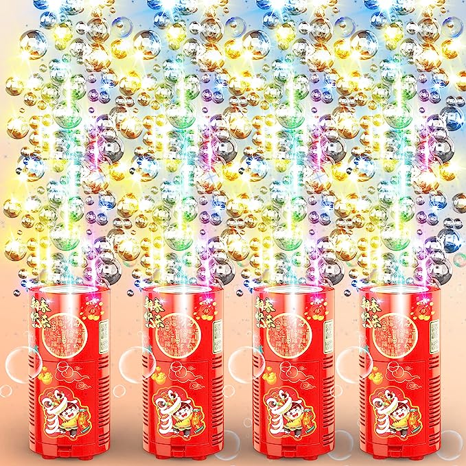 Portable Fireworks Bubble Machine with Lights. Unique Firework Bubble: This bubble machine can produce thousands of colorful bubbles to bring you amazing effects, let you feel the joy of the bubble activities. Fantasy Light Effect: Firework Bubble Machine