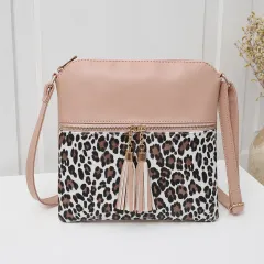 Women's Bags Foreign Trade New Hit Colour Leopard Print Tassel Bag Ladies - Pink - View 1