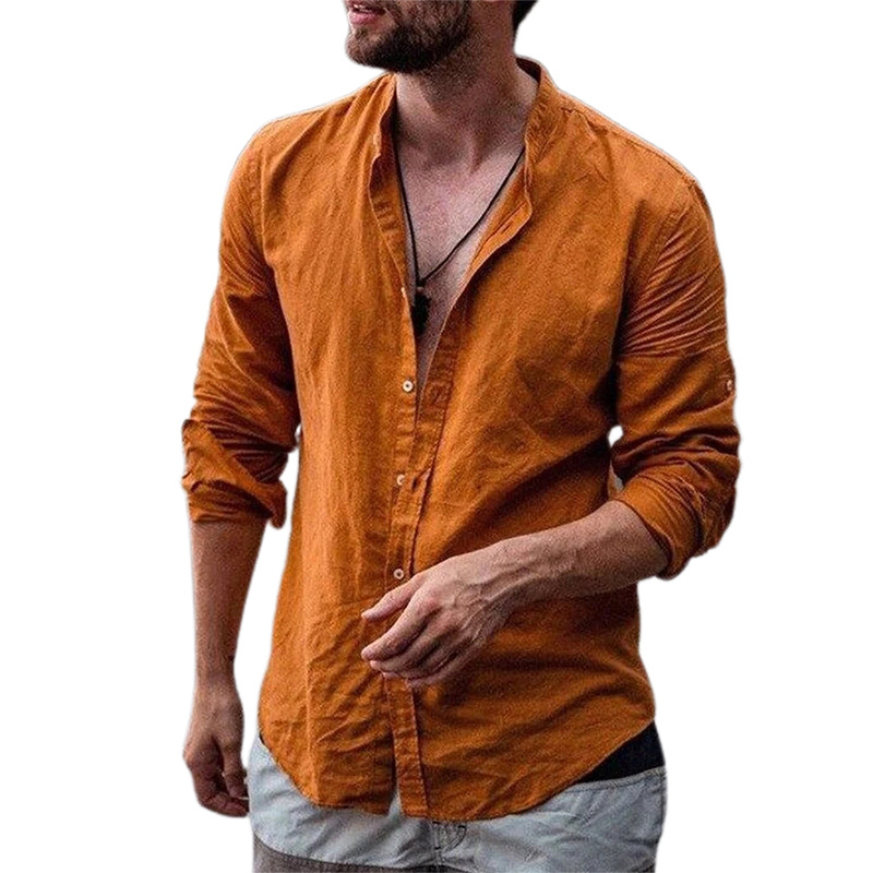 Collar Men's Casual Shirt Independent Station New Long-sleeved