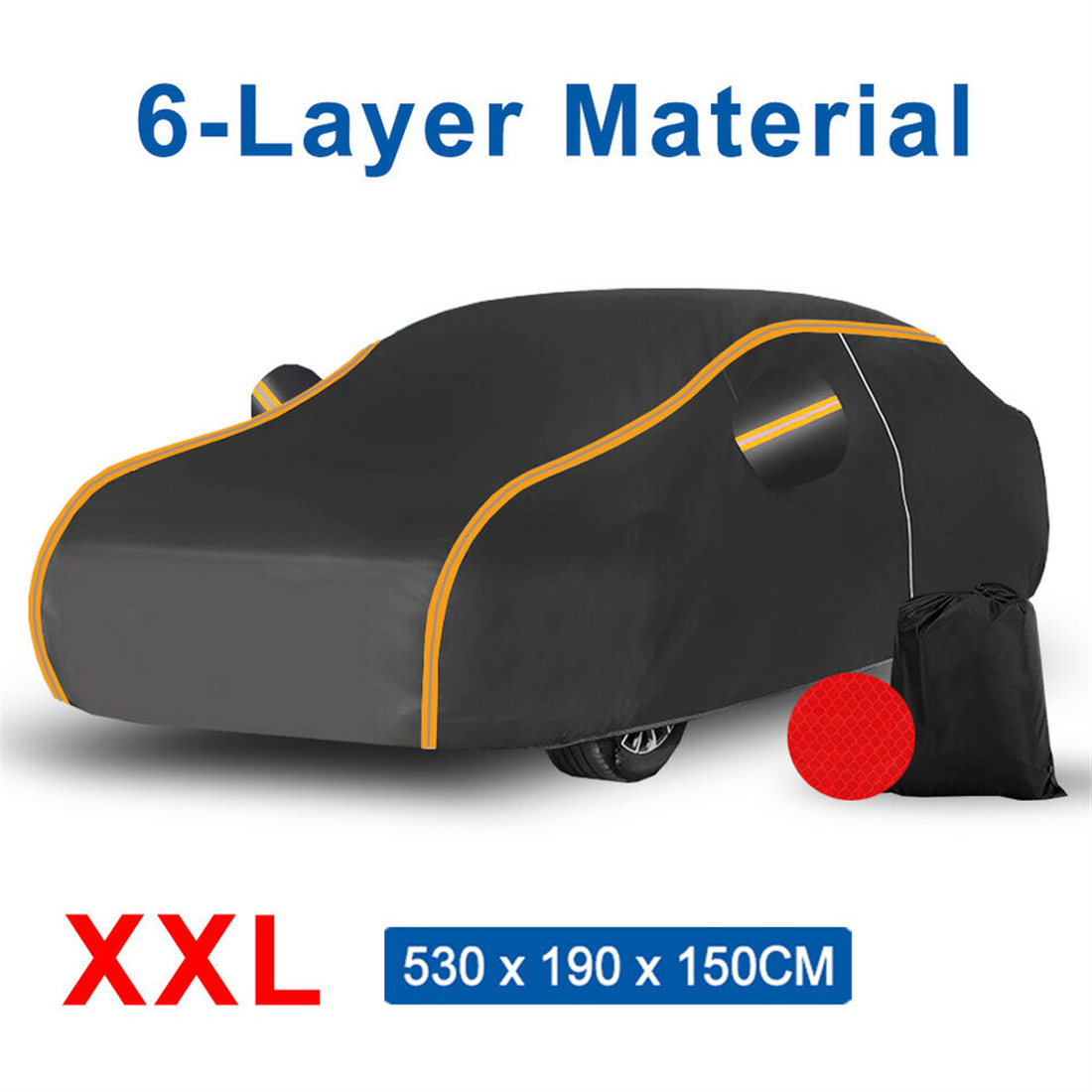Universal Waterproof 6 Layer Car Cover Heavy Duty Cotton Rain Snow UV — image 2