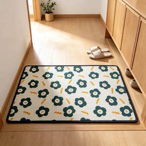 1pc Mininalist Flower Pattern Print Loop Pile Entry Mat