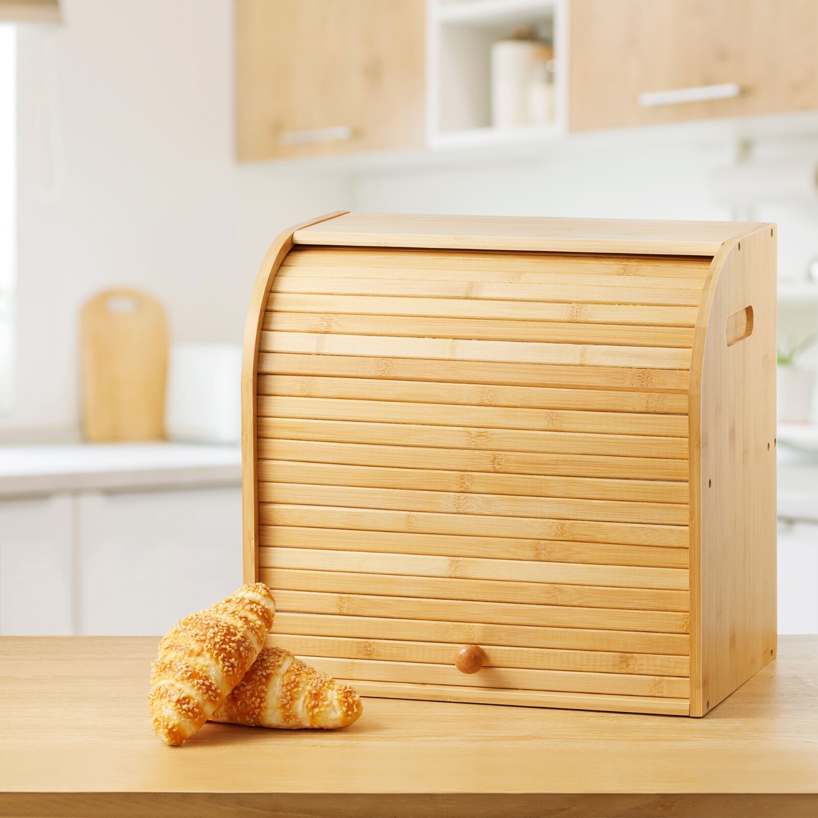 Bread Bin 2 Tiers Double Layer Box Slide Roll Top Food Storage Rack Home Kitchen — image 9
