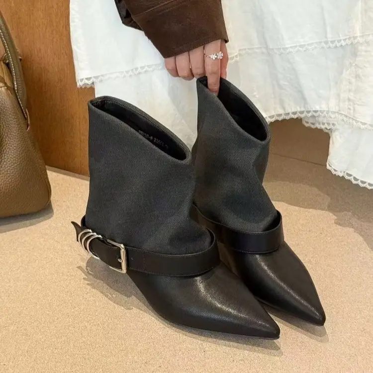 Women Edgy Y2K Streetwear Pointed Toe Ankle