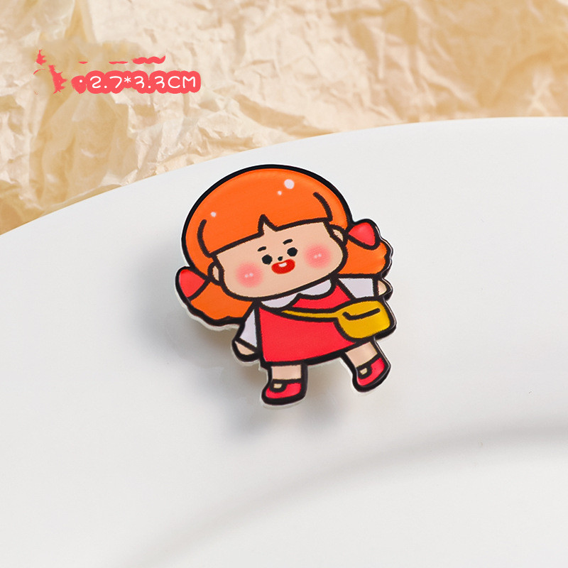 Cartoon Acrylic Brooch Cute Decorative Accessories Leisure Girl - Shop at LoveMi