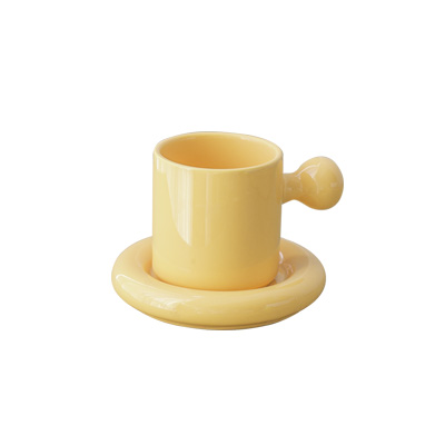 Vitality Egg Yolk Cup Mug and Saucer Set (Yellow-A set)