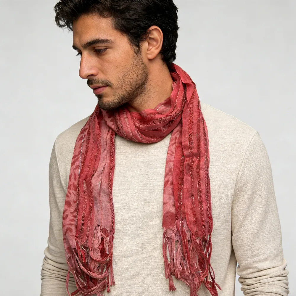 Long Boho Scarf, P Ink Leopard Scarf