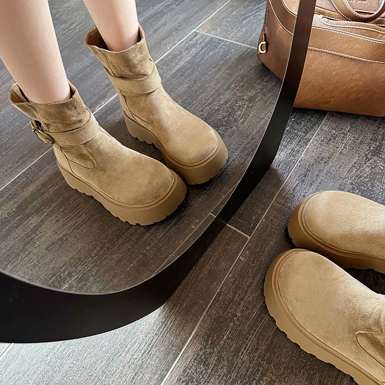 Suede Mid-Calf Platform Boots, picture 3 of 4