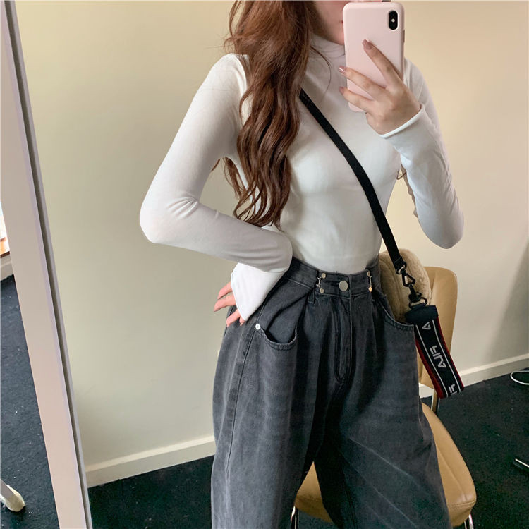 Schoolgirls' Pile Collar Long-sleeved T-shirt