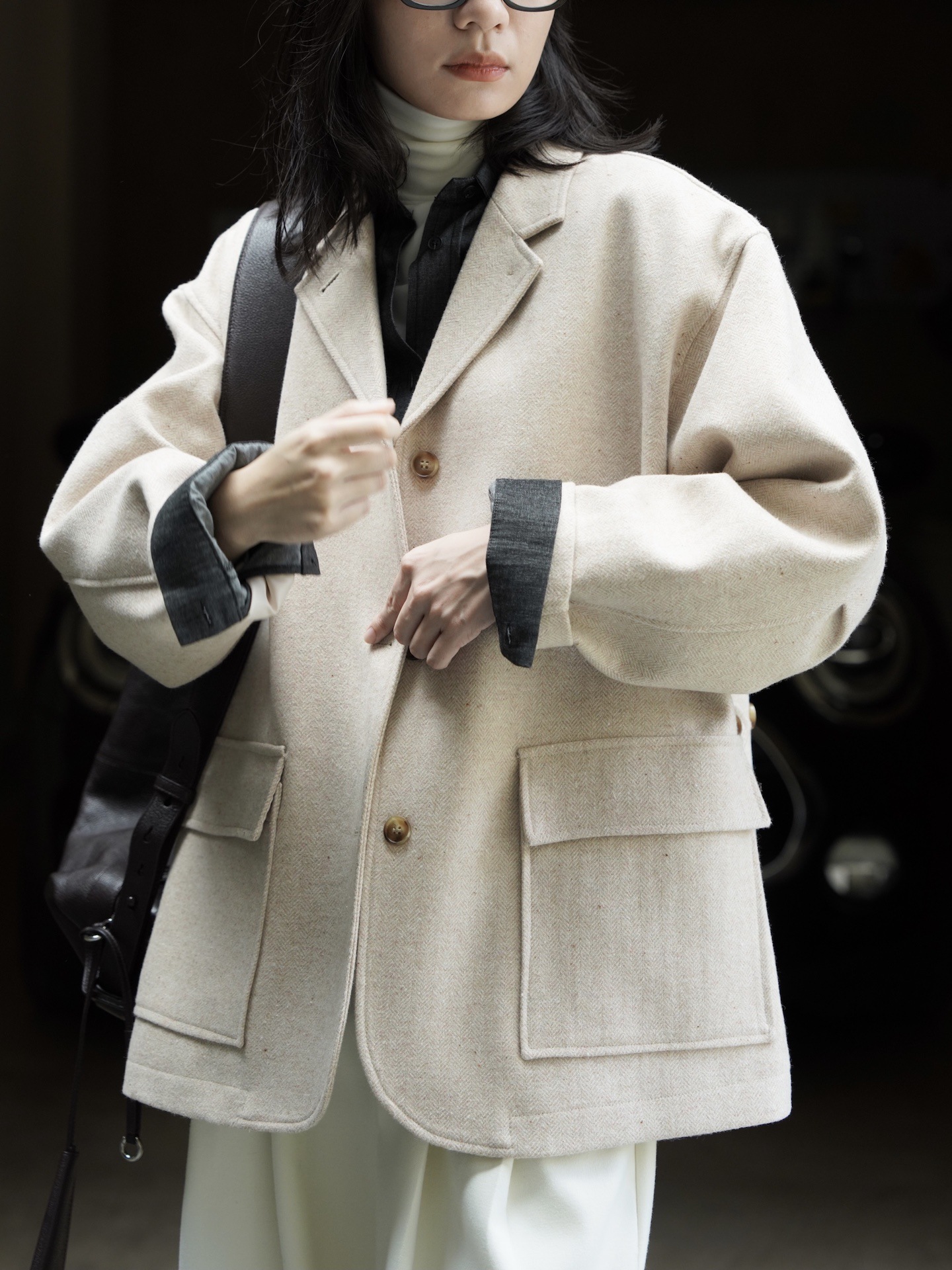 Title 5, Retro Lapel Collar Wool Loose-fit Comfortable Coat