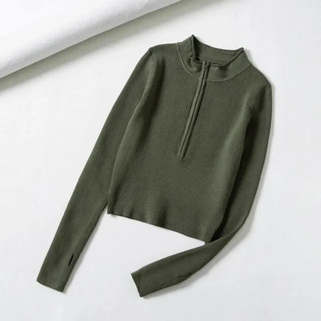 Women's Half Turtleneck Solid Color Sweater Dark Green - Shop at LoveMi