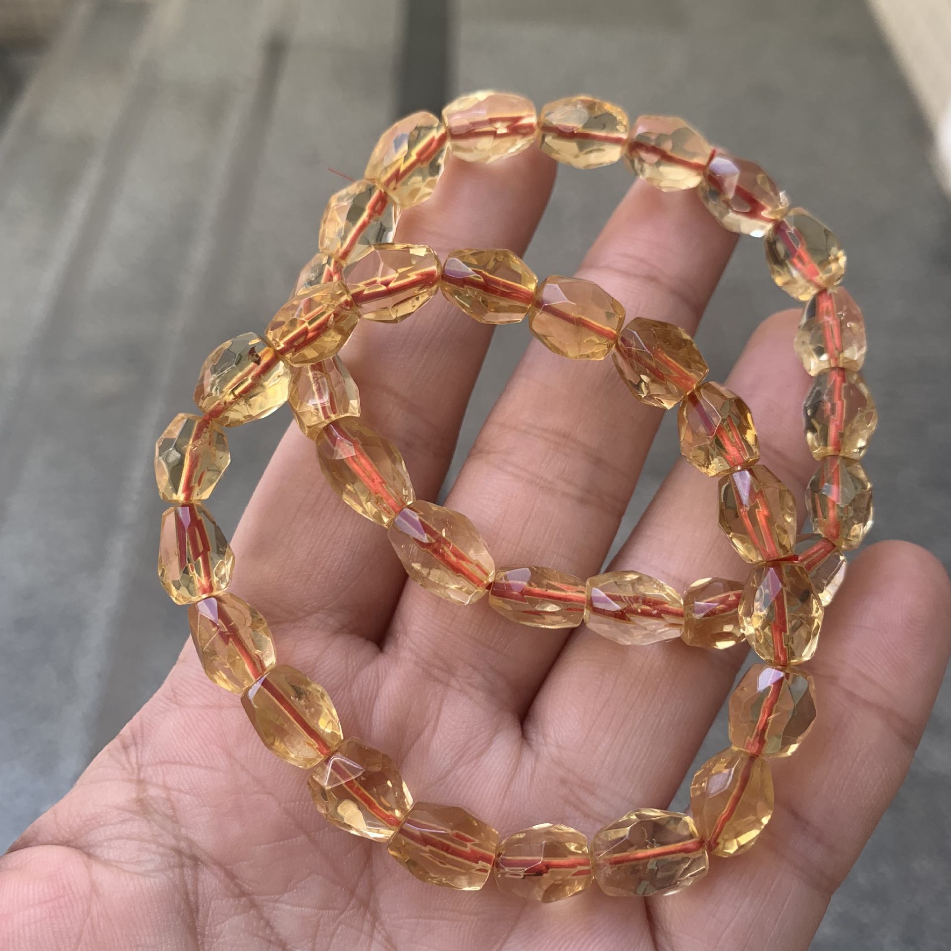 Natural Citrine Faceted Bucket Bead Bracelet Crystal