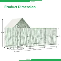 Metal Chicken Coop,Walk-in Chicken Run,Poultry Chicken Hen Pen Cage,Rabbits Duck Cages,With Cover - 10X3 Ft - View 1