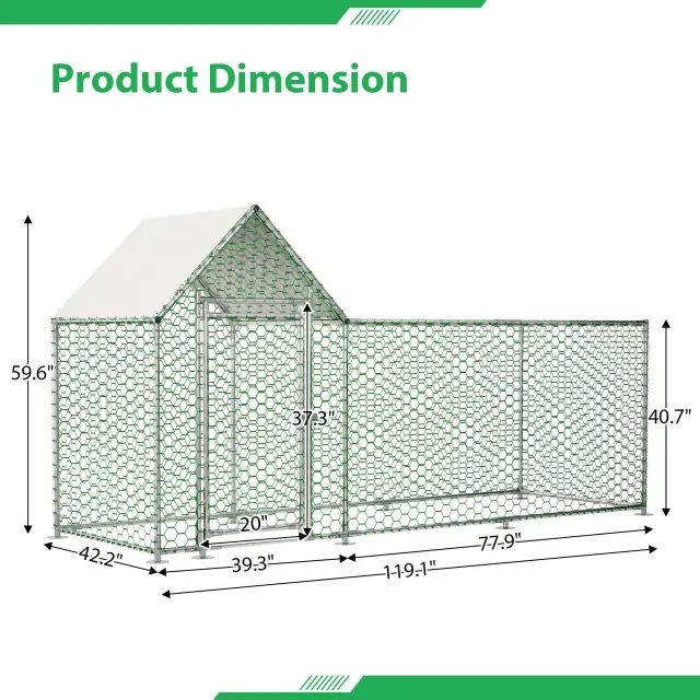 Metal Chicken Coop,Walk in Chicken Run,Poultry Chicken Hen Pen Cage,Rabbits Duck Cages,With Cover 10X3 Ft - Shop at LoveMi