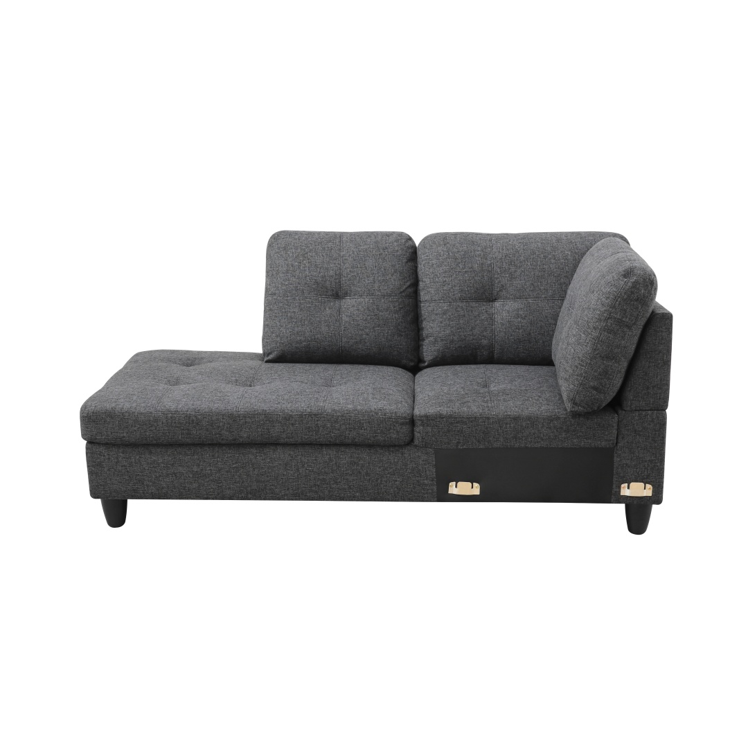 Pickup Only--Black Grey Linen 3-Piece Couch Living Room Sofa Set