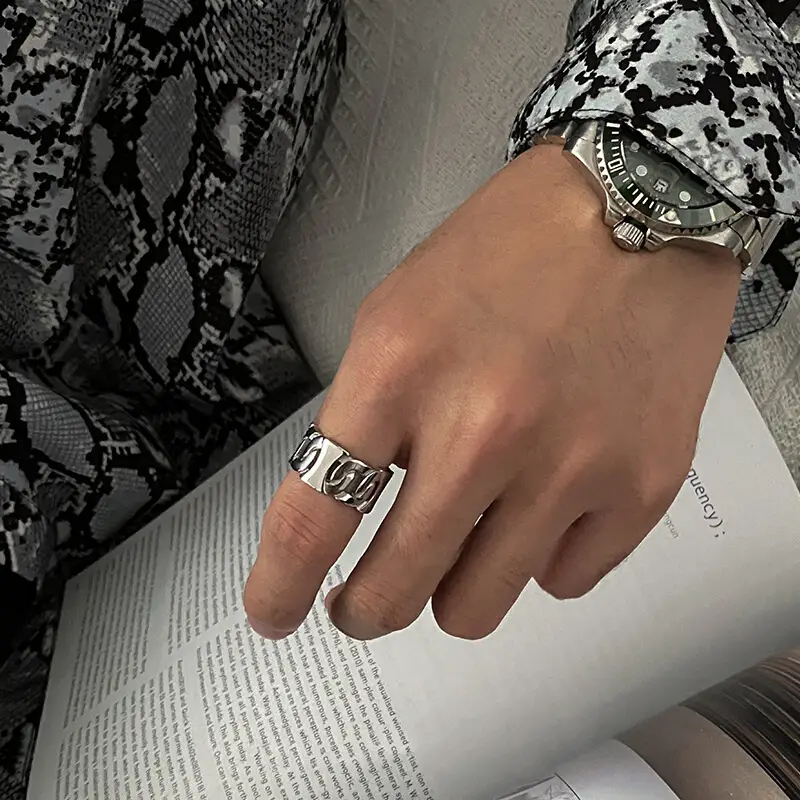 Men's Titanium Steel Hollow Ring