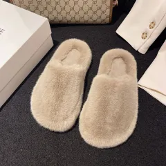 Women Home Slippers Winter Warm Shoes With 3cm Heel - Milk Tea Colour-38. - View 1