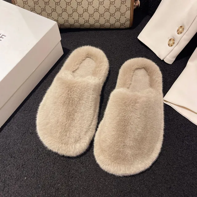 Women Home Slippers Winter Warm Shoes With 3cm Heel Milk Tea Color 38. - Shop at LoveMi
