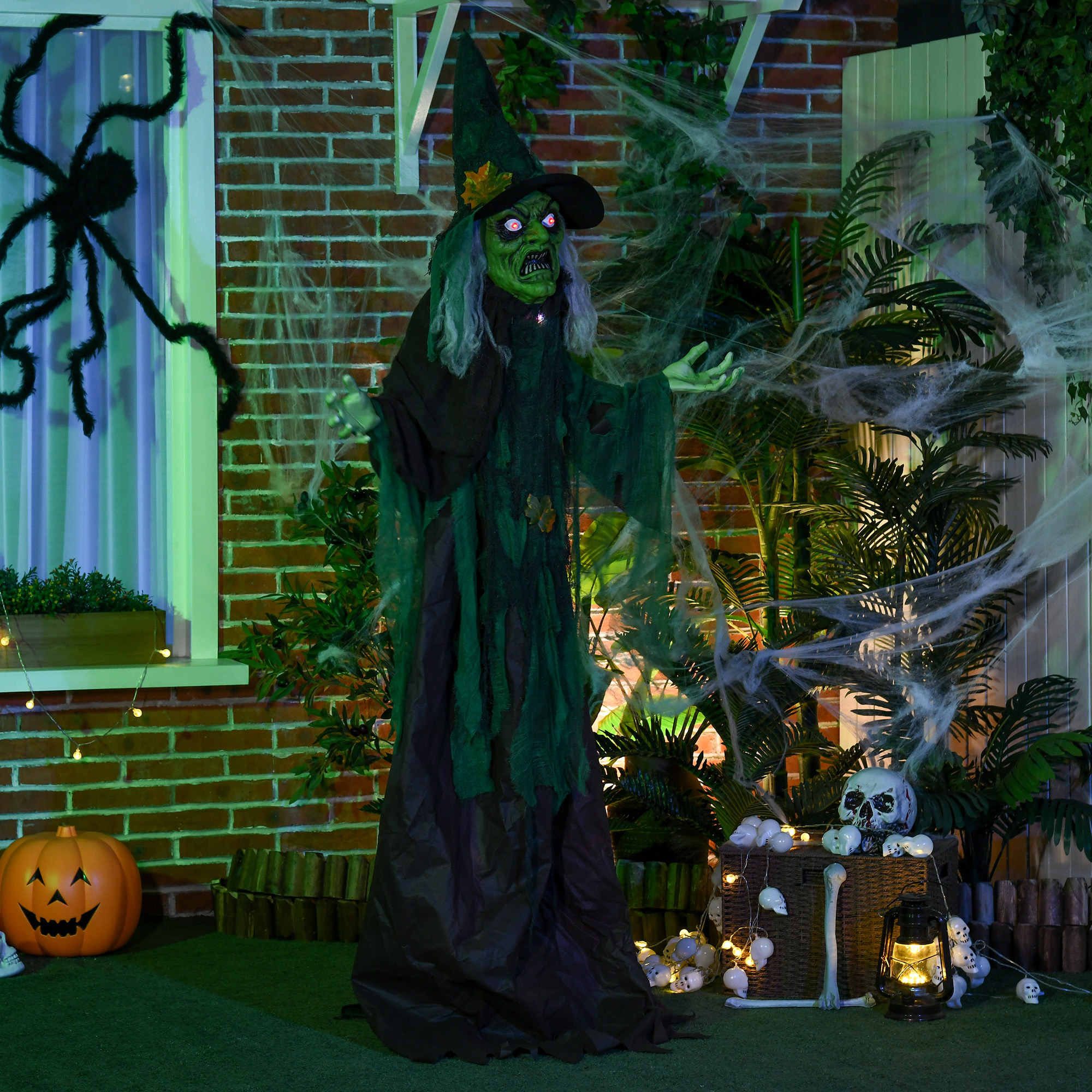 6ft Halloween Witch Decoration, Outdoor Activated Prop With Light Up Eyes — image 2