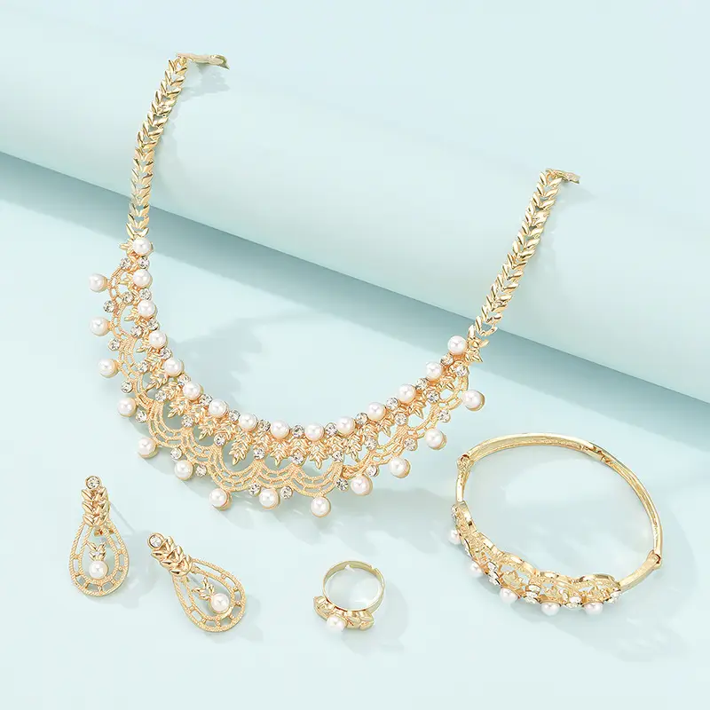 Fashion Simple Alloy First Necklace And Earrings Four-piece Set