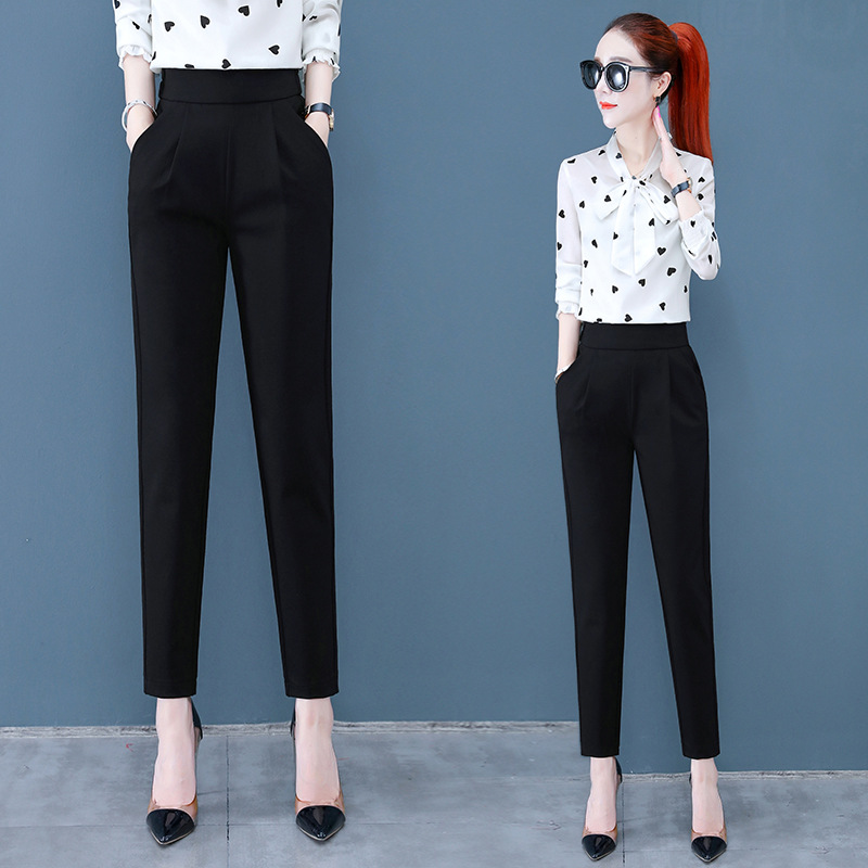 High Waist Loose Straight Leg Women's Professional Harem Pants