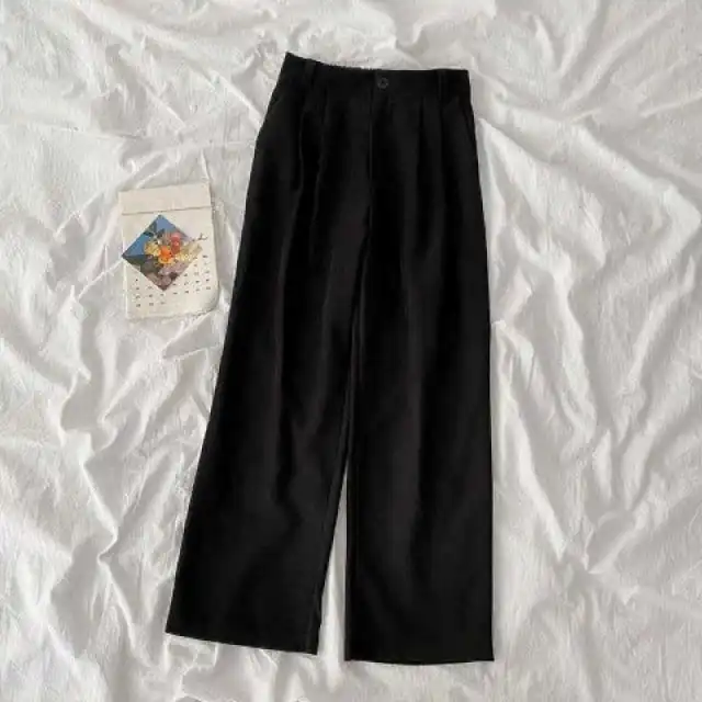 Wide Leg Suit Pants White Casual High Waist Drape Black - Shop at LoveMi