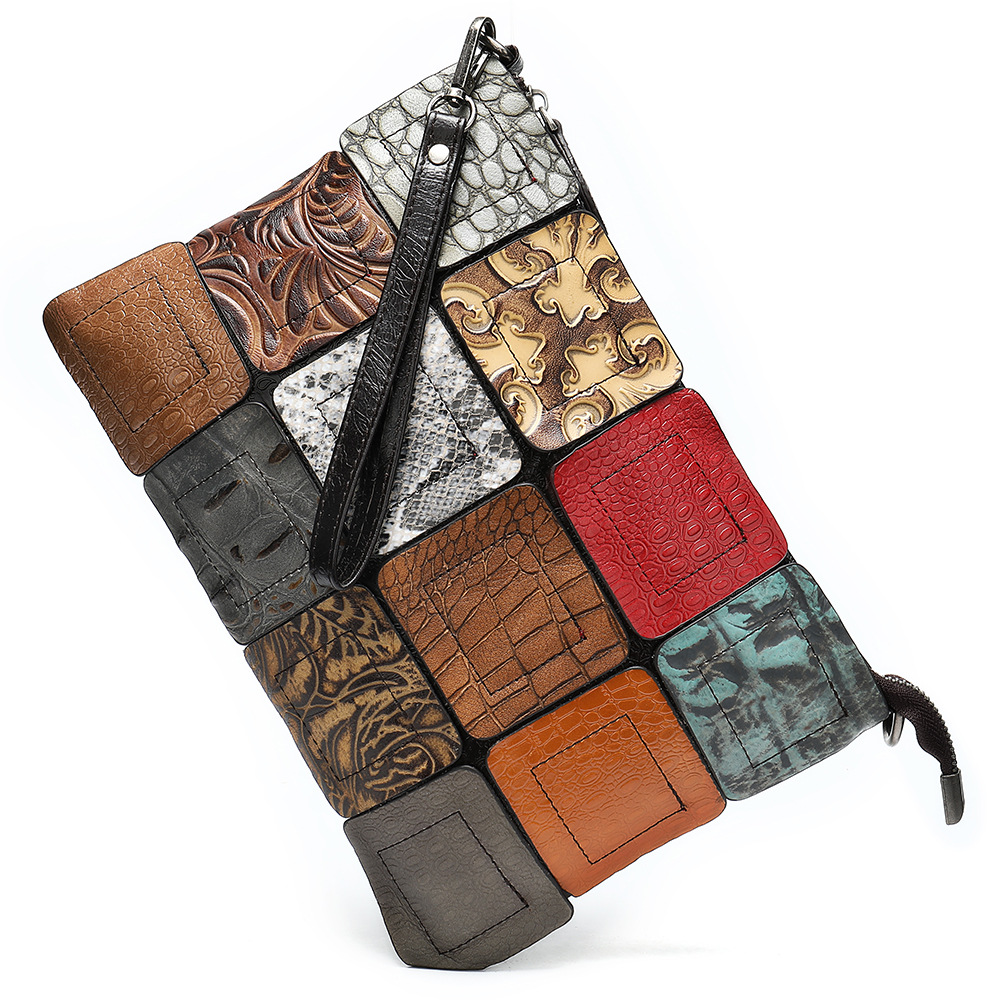 Large-capacity Cowhide Evening Party Stitching Shoulder Bag